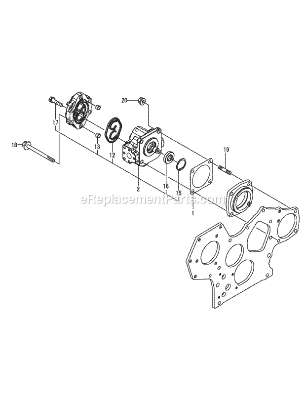 Yanmar 3tnv82a-Bdcb Hydraulic Pump Diagram and Parts List for S6032-D 53AY8DU6050-312HP Cub Cadet Lawn Tractor
